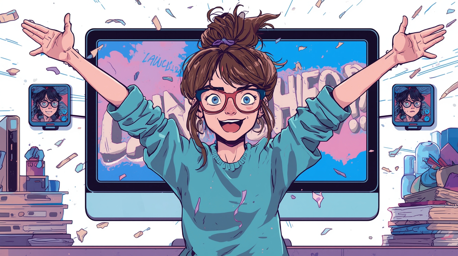 Developer celebrating a successful product launch